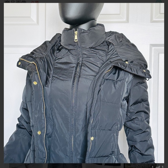 NWT Cole Haan Black Hooded Puffer Coat Black XS - Picture 5 of 16